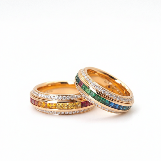 Rainbow Sapphire Ring 18K - Custom