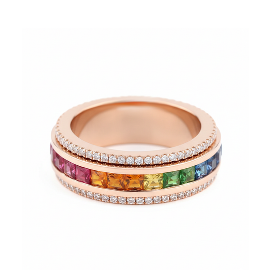 Rainbow Sapphire Ring 18K - Custom