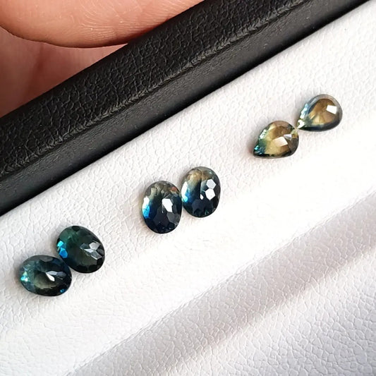 “Pareja Mandarín” – Zafiros naturales bicolor - Preorden (tiempo de producción 7–15 días)