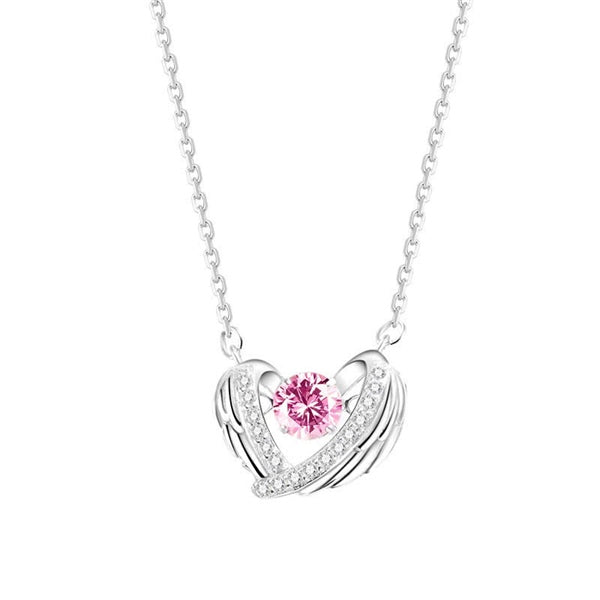 Collar de corazón rosa - Circonita